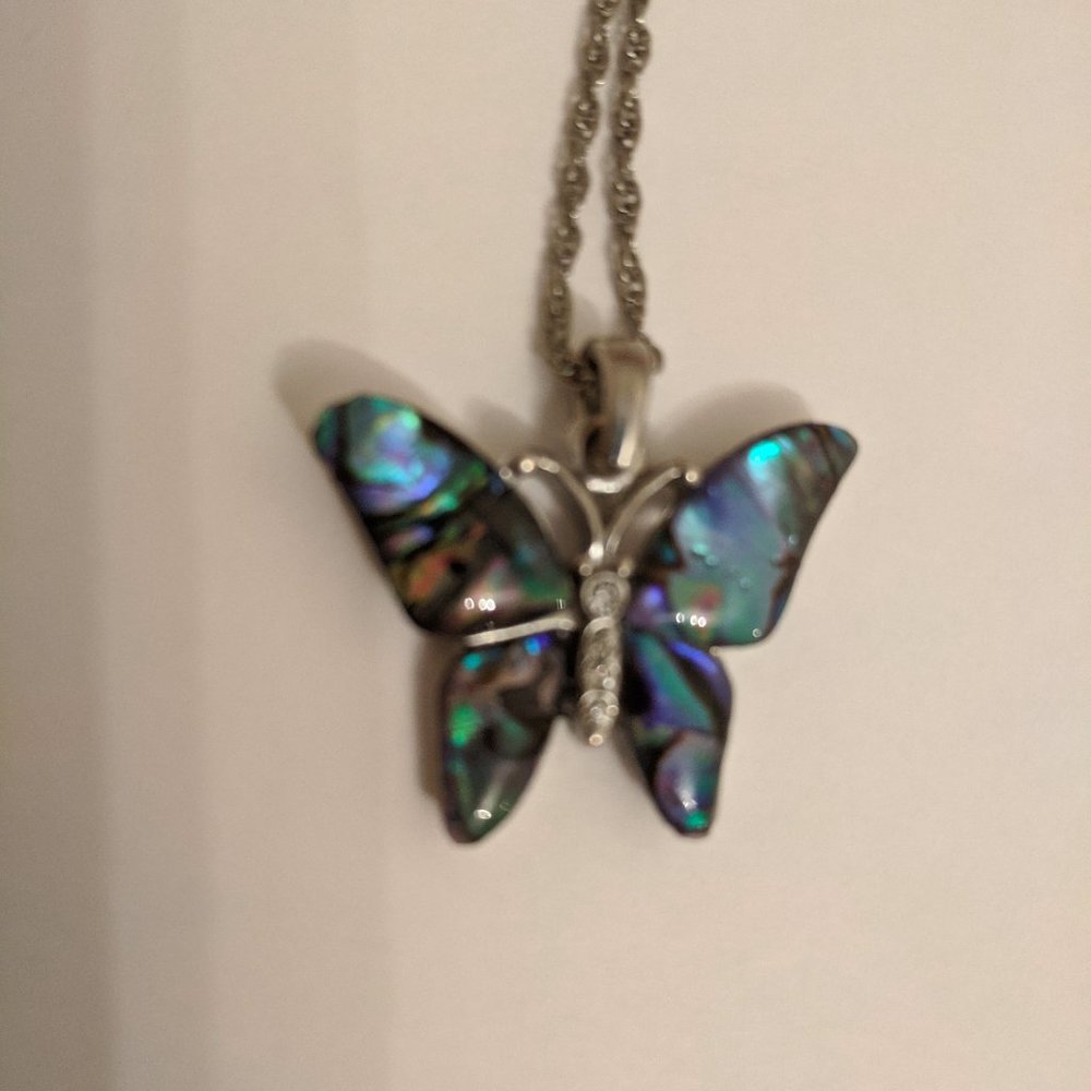 Rainbow Stone Butterfly Necklace